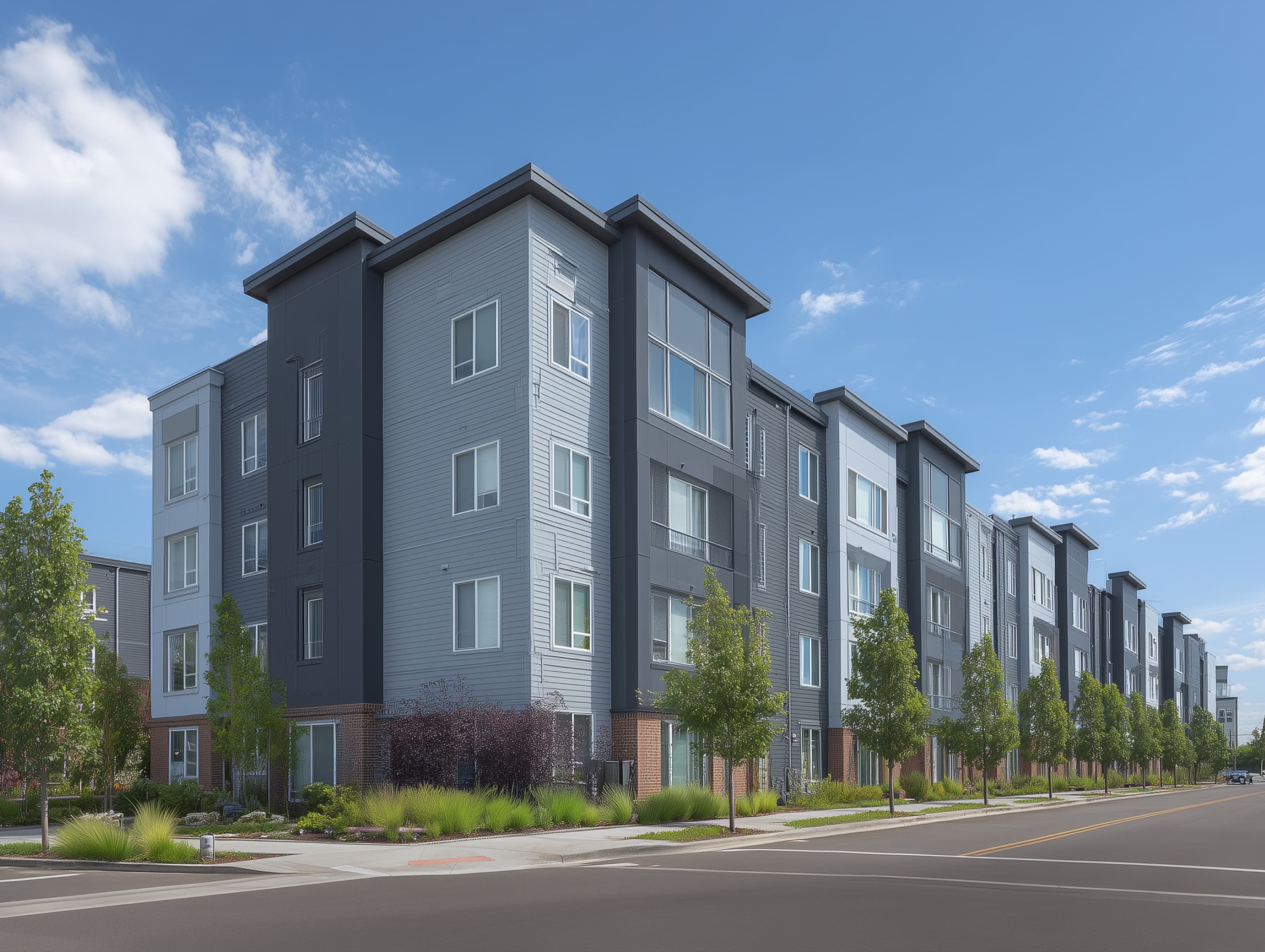 Modern commercial apartment complex representing Eventual’s Premium Lock for commercial real estate insurance